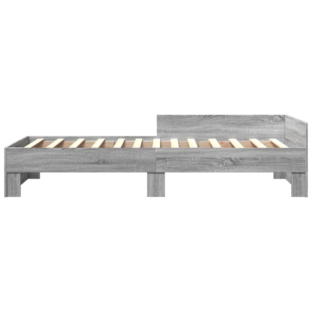 vidaXL Bed Frame without Mattress Grey Sonoma 75x190 cm Small Single Engineered Wood