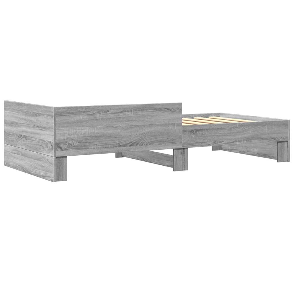 vidaXL Bed Frame without Mattress Grey Sonoma 75x190 cm Small Single Engineered Wood