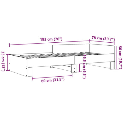 vidaXL Bed Frame without Mattress Grey Sonoma 75x190 cm Small Single Engineered Wood