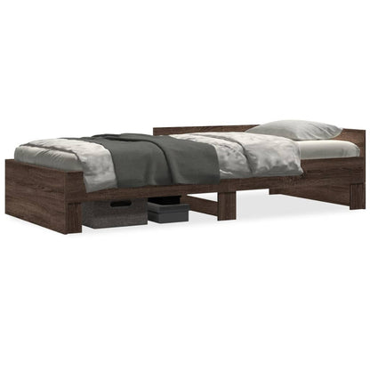vidaXL Bed Frame without Mattress Brown Oak 75x190 cm Small Single Engineered Wood