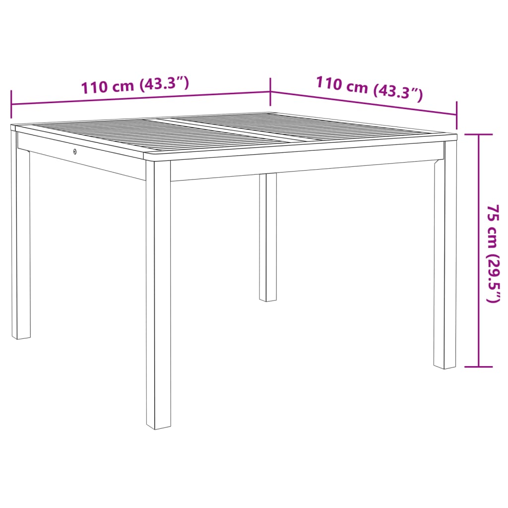 vidaXL Garden Dining Set | Brown | Solid Acacia Wood | Medium | Foldable