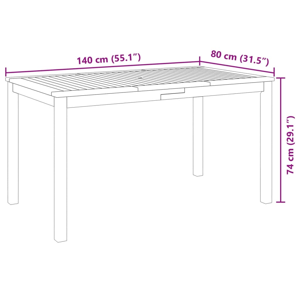 vidaXL Garden Dining Set | Natural Wood | Solid Acacia Wood | 4-Seater