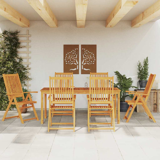 vidaXL 7 Piece Garden Dining Set 180x90x75 cm Solid Wood Acacia
