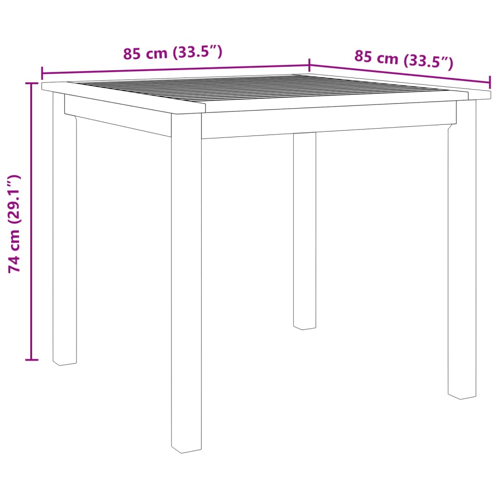 vidaXL 3 Piece Garden Dining Set 85x85x74 cm Solid Wood Acacia