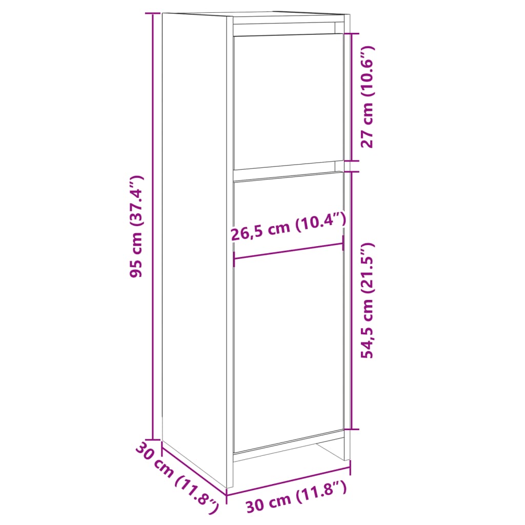 vidaXL Bathroom Cabinet Sonoma Oak 30x30x95 cm Engineered Wood