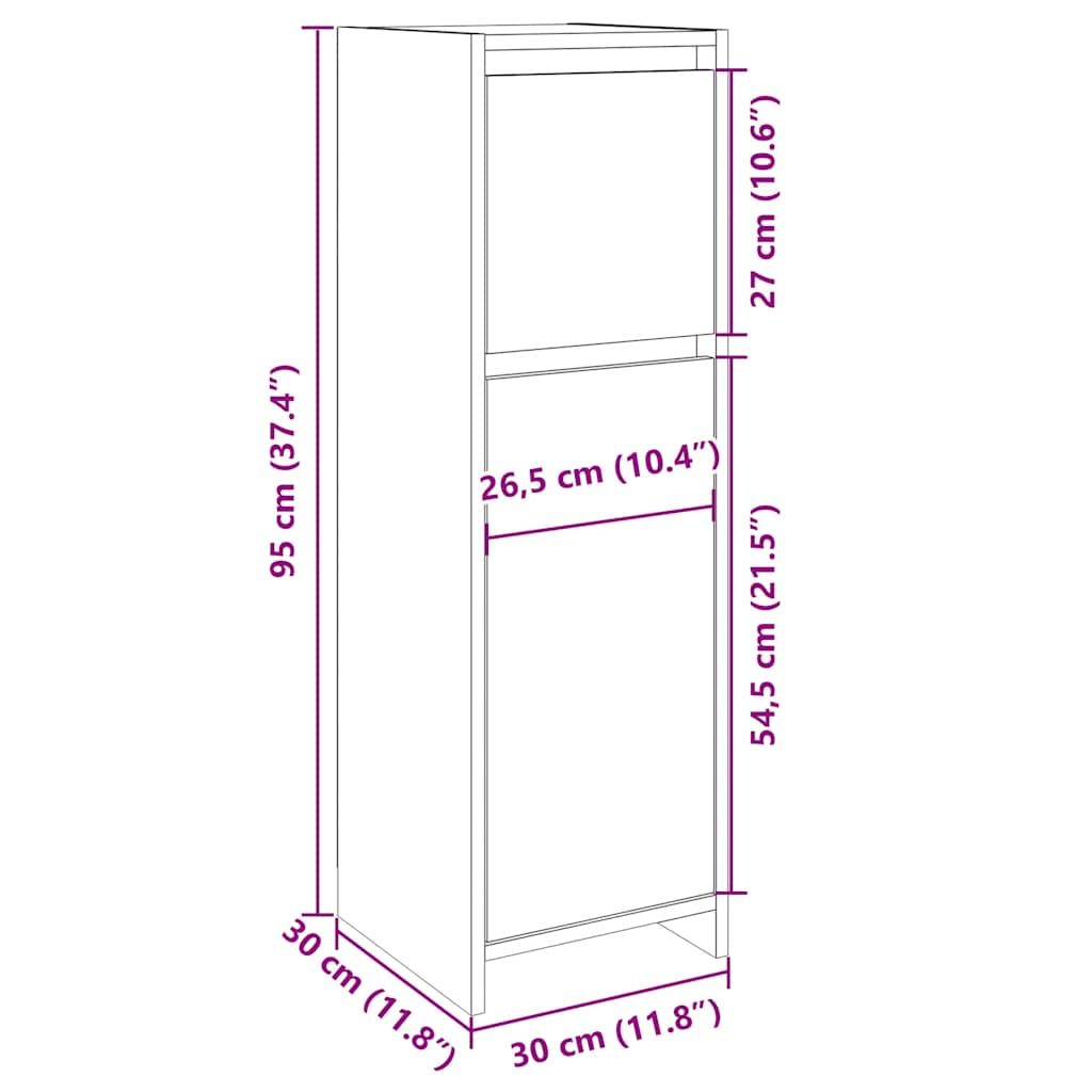 vidaXL Bathroom Cabinet Sonoma Oak 30x30x95 cm Engineered Wood