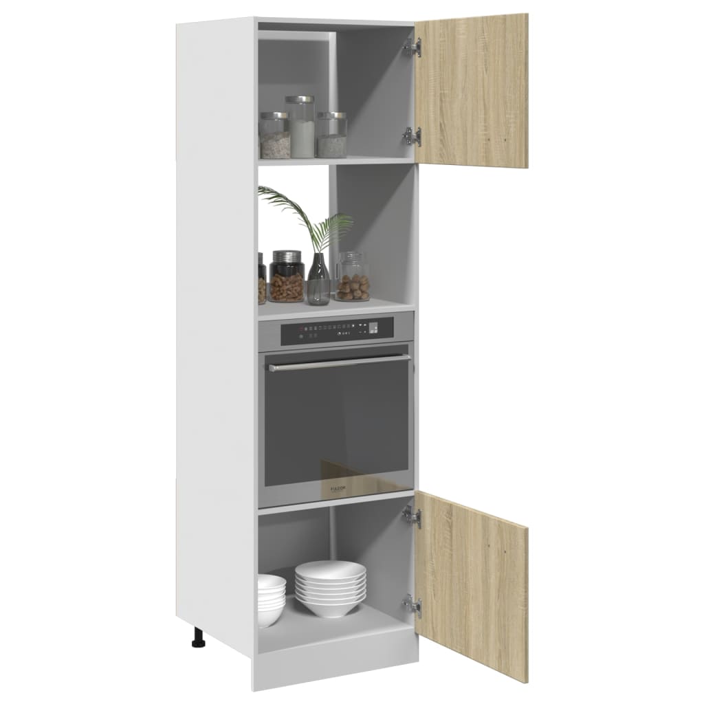 vidaXL Microwave Cabinet Lyon Sonoma Oak 60x57x207 cm Engineered Wood