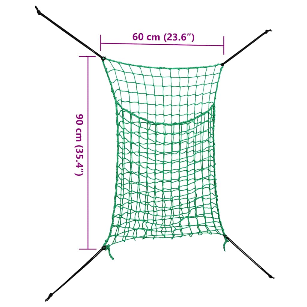 vidaXL Hay Nets 2 pcs Rectangular Green 90x60 cm PP