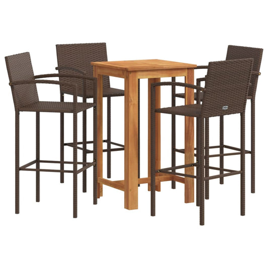 vidaXL Garden Bar Set | Brown | Solid acacia wood | Compact | Footrest