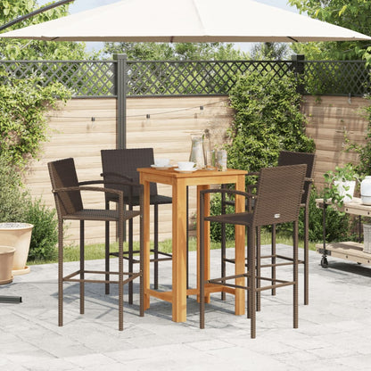 vidaXL Garden Bar Set | Brown | Solid acacia wood | Compact | Footrest