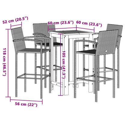 vidaXL Garden Bar Set | Brown | Solid acacia wood | Compact | Footrest