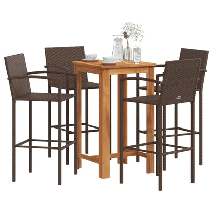 vidaXL Garden Bar Set | Brown | Solid acacia wood | Compact | Footrest