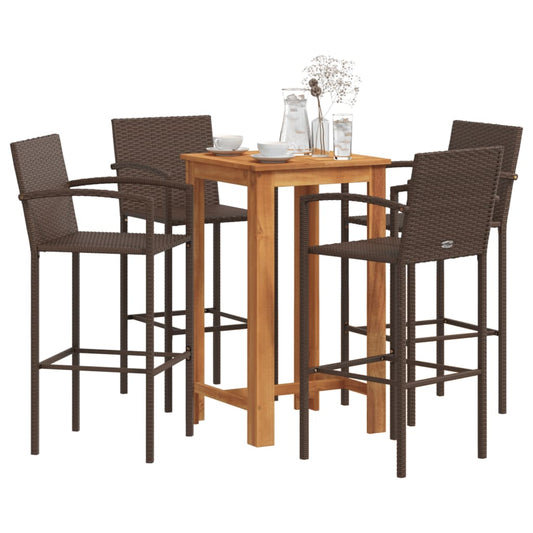vidaXL Garden Bar Set | Brown | Solid acacia wood | Compact | Footrest