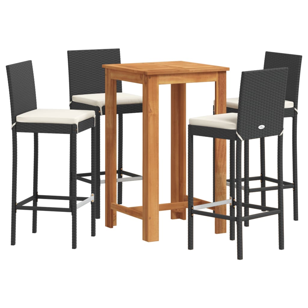vidaXL Garden Bar Set | Black | Solid Acacia Wood | Standard |  Tough