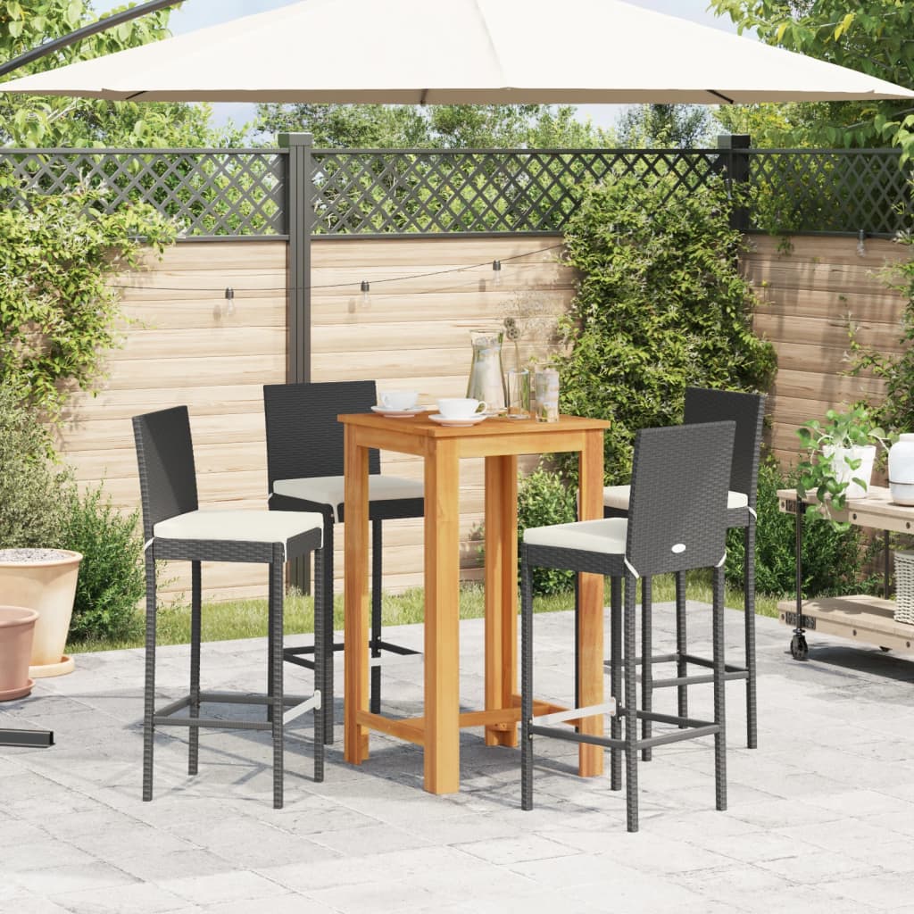 vidaXL Garden Bar Set | Black | Solid Acacia Wood | Standard |  Tough