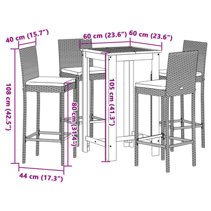 vidaXL Garden Bar Set | Black | Solid Acacia Wood | Standard |  Tough