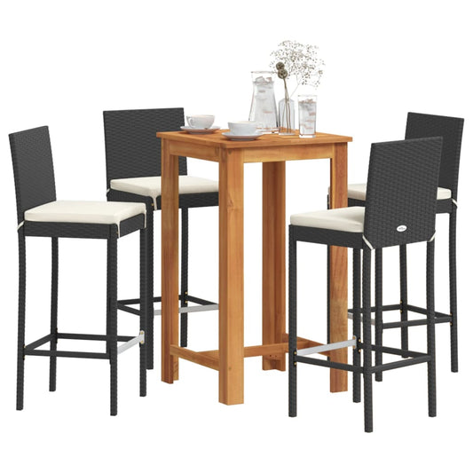 vidaXL Garden Bar Set | Black | Solid Acacia Wood | Standard |  Tough