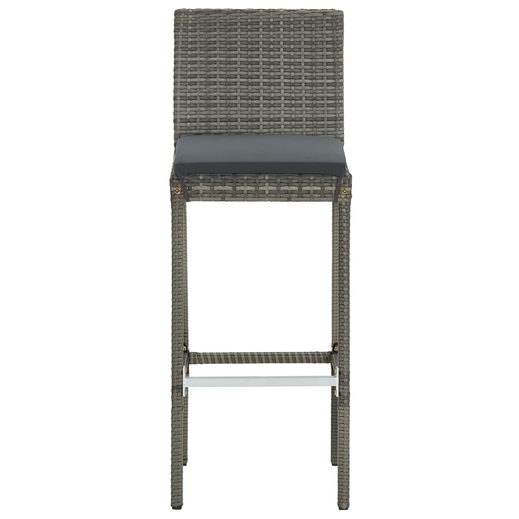 vidaXL 5 Piece Garden Bar Set Grey Solid Wood Acacia and Poly Rattan