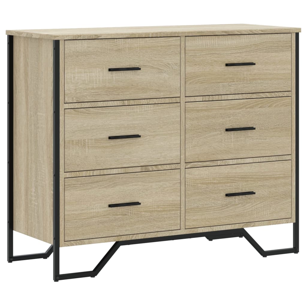 vidaXL Chest of Drawers Sonoma Oak 91x35.5x74.5 cm Engineered wood