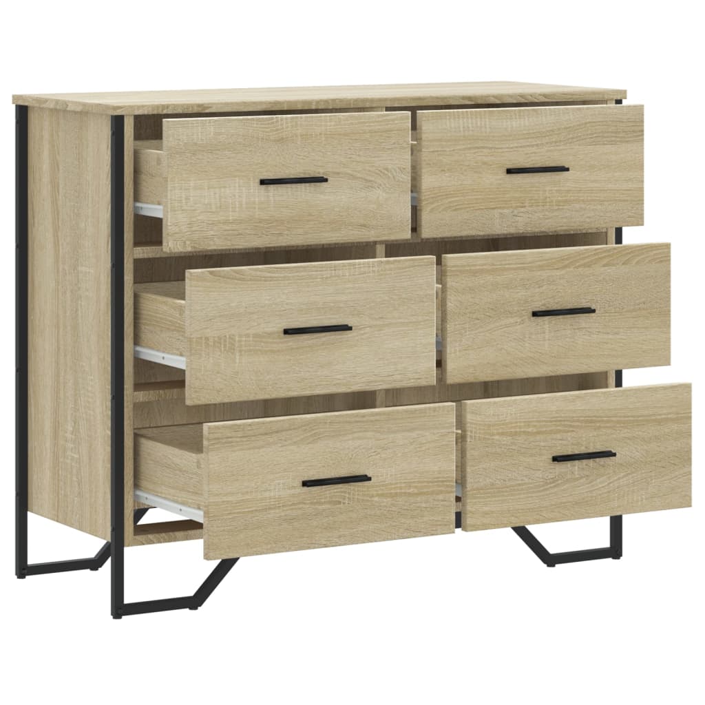 vidaXL Chest of Drawers Sonoma Oak 91x35.5x74.5 cm Engineered wood