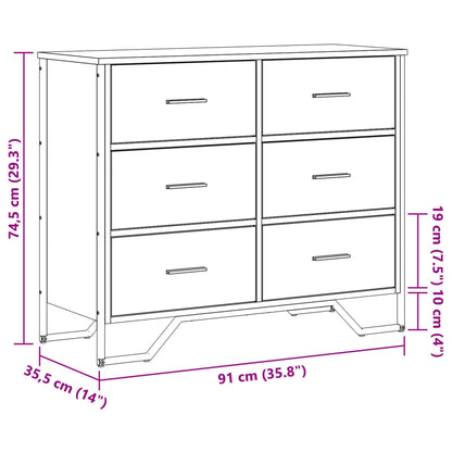 vidaXL Chest of Drawers Sonoma Oak 91x35.5x74.5 cm Engineered wood