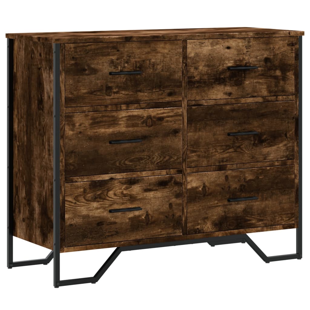 vidaXL Chest of Drawers Smoked Oak 91x35,5x74,5 cm Engineered Wood