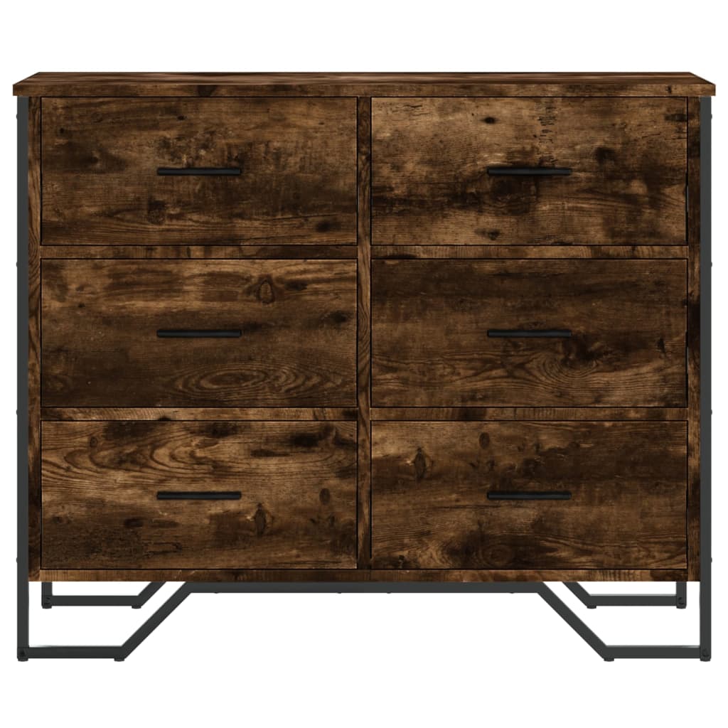 vidaXL Chest of Drawers Smoked Oak 91x35,5x74,5 cm Engineered Wood
