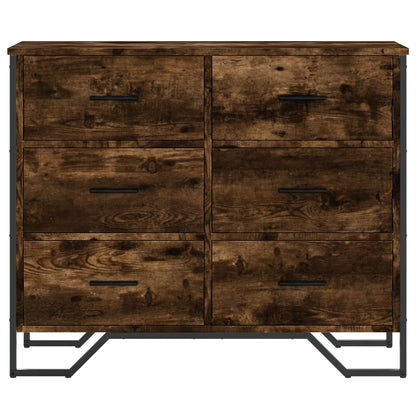 vidaXL Chest of Drawers Smoked Oak 91x35,5x74,5 cm Engineered Wood