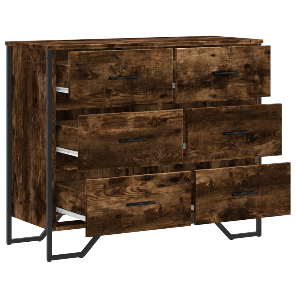 vidaXL Chest of Drawers Smoked Oak 91x35,5x74,5 cm Engineered Wood
