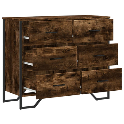 vidaXL Chest of Drawers Smoked Oak 91x35,5x74,5 cm Engineered Wood