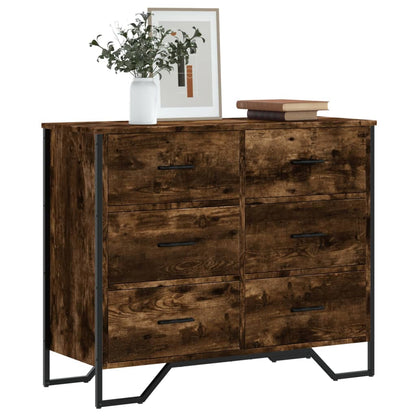vidaXL Chest of Drawers Smoked Oak 91x35,5x74,5 cm Engineered Wood