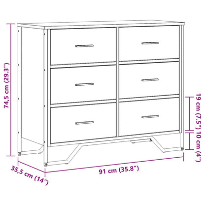 vidaXL Chest of Drawers Grey Sonoma 91x35.5x74.5 cm Engineered wood
