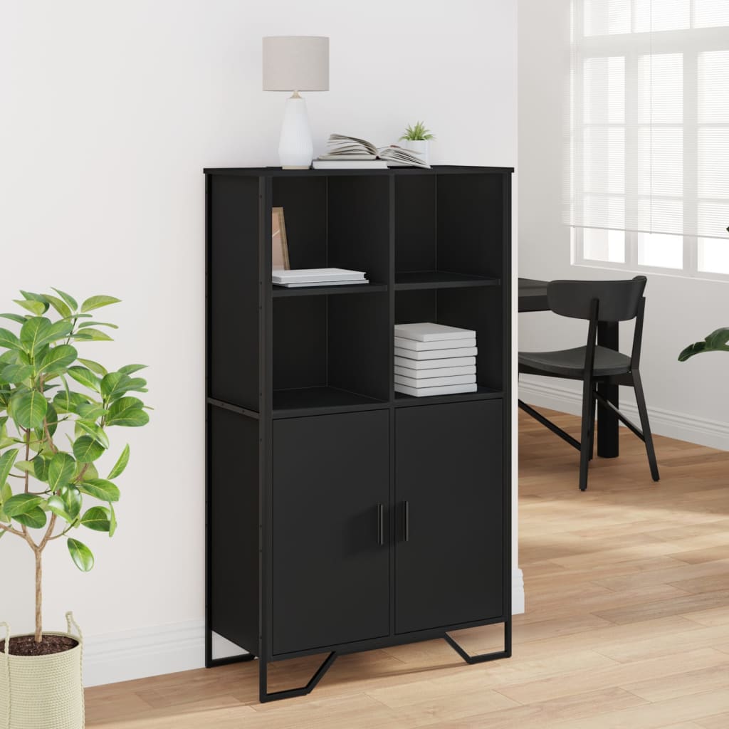 vidaXL Highboard Black 79,5x35,5x137,5 cm Engineered Wood