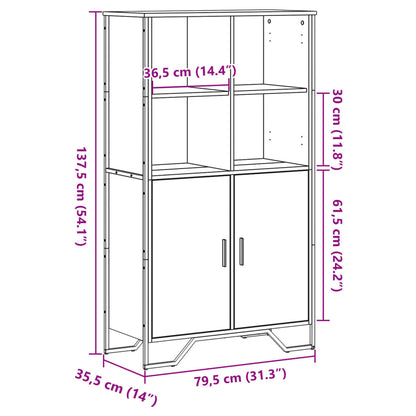 vidaXL Highboard Black 79,5x35,5x137,5 cm Engineered Wood
