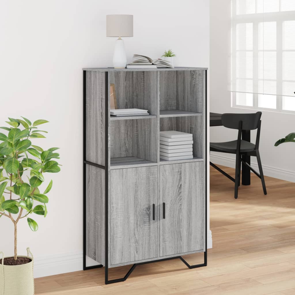 vidaXL Highboard Grey Sonoma 79,5x35,5x137,5 cm Engineered Wood
