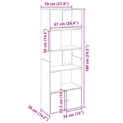 vidaXL Bookcase Sonoma Oak 70x36x189 cm Engineered Wood