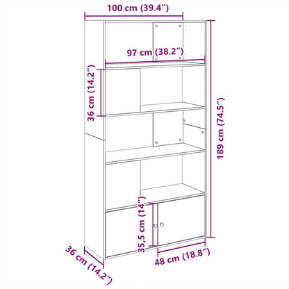 vidaXL Bookcase Sonoma Oak 100x36x189 cm Engineered Wood
