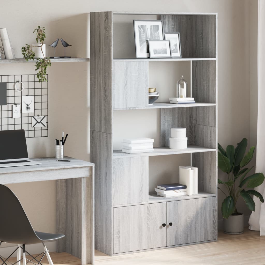 vidaXL Bookcase Grey Sonoma 100x36x189 cm Engineered Wood