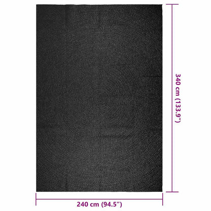vidaXL Rug ZIZUR Anthracite 240x340 cm Jute Look Indoor and Outdoor