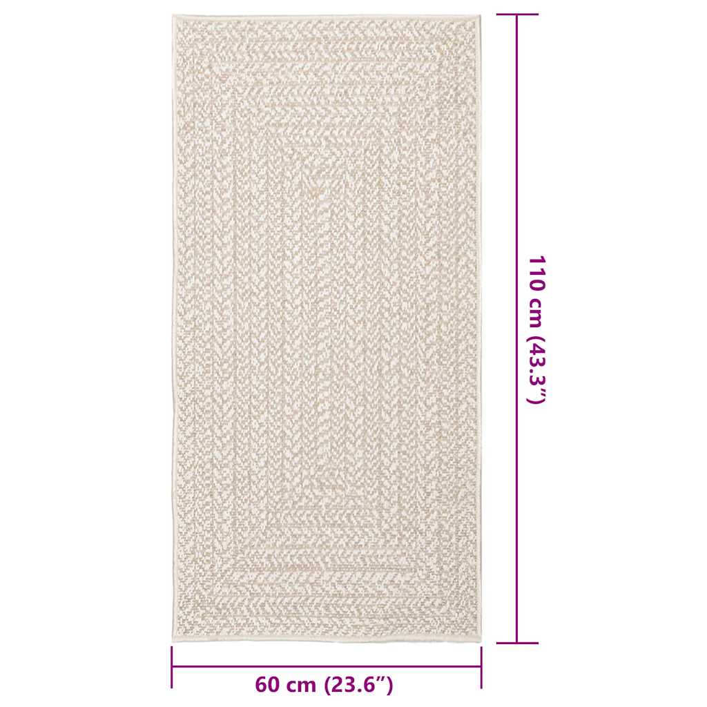 vidaXL Rug ZIZUR Cream 60x110 cm Jute Look Indoor and Outdoor