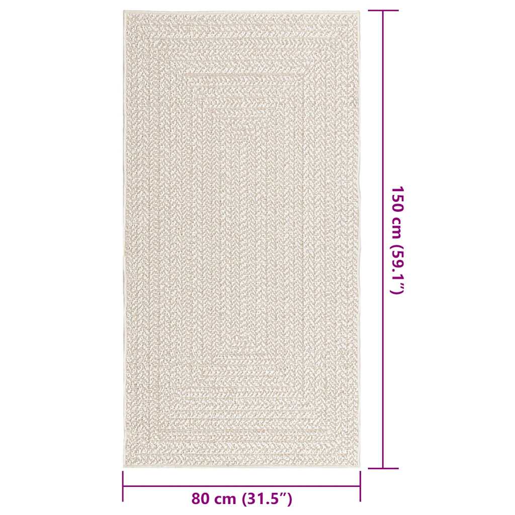 vidaXL Rug ZIZUR Cream 80x150 cm Jute Look Indoor and Outdoor