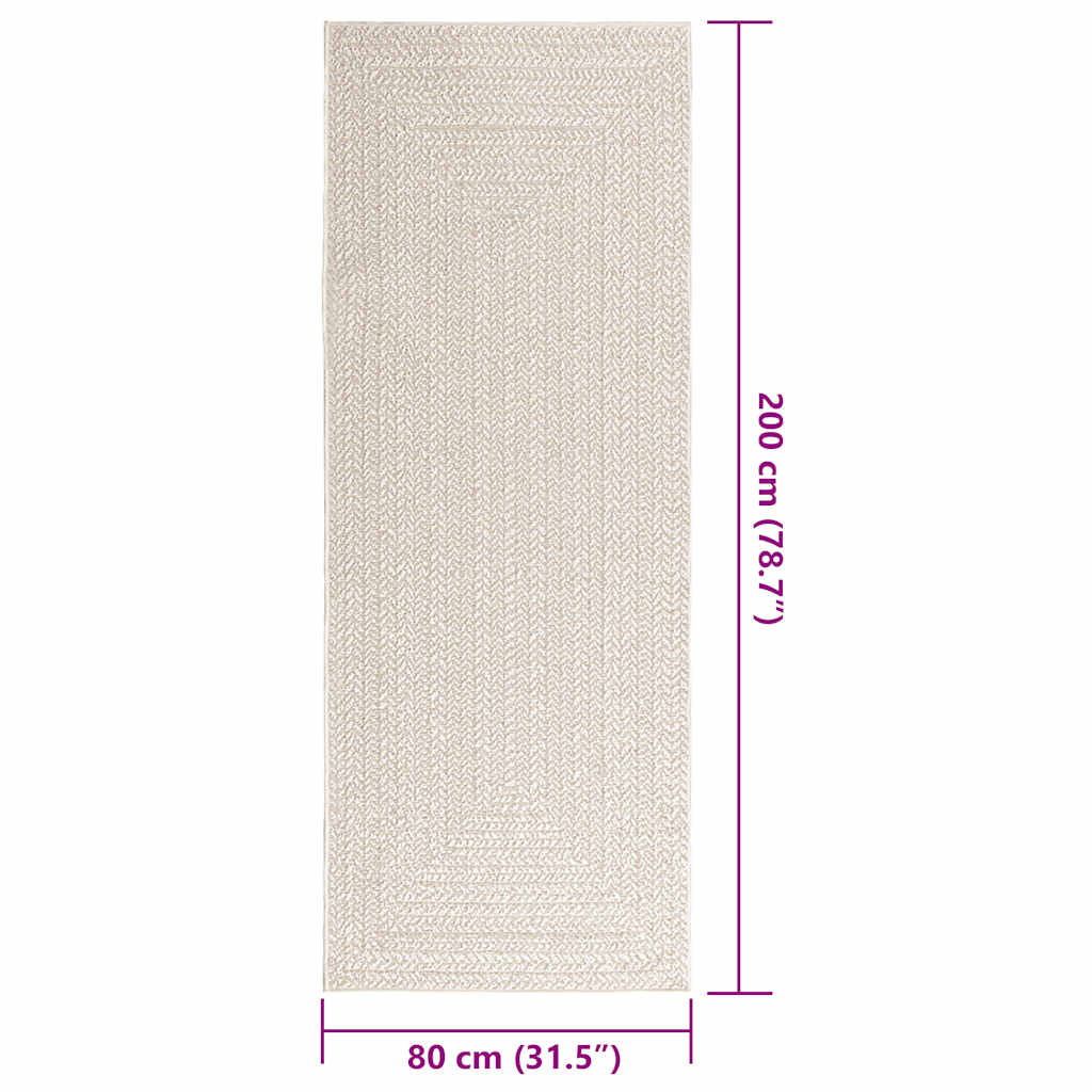 vidaXL Rug ZIZUR Cream 80x200 cm Jute Look Indoor and Outdoor