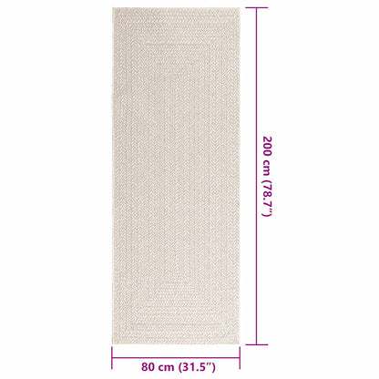 vidaXL Rug ZIZUR Cream 80x200 cm Jute Look Indoor and Outdoor