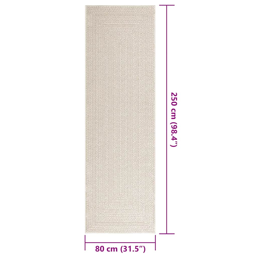 vidaXL Rug ZIZUR Cream 80x250 cm Jute Look Indoor and Outdoor