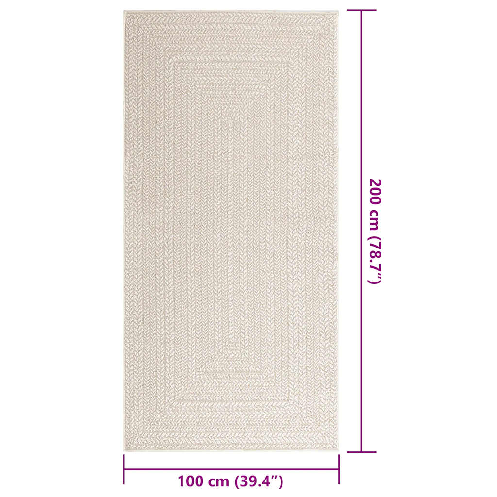 vidaXL Rug ZIZUR Cream 100x200 cm Jute Look Indoor and Outdoor