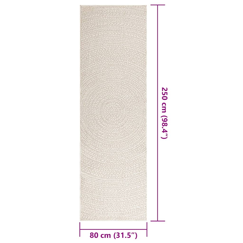 vidaXL Rug ZIZUR Cream 80x250 cm Jute Look Indoor and Outdoor