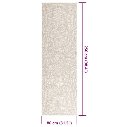 vidaXL Rug ZIZUR Cream 80x250 cm Jute Look Indoor and Outdoor