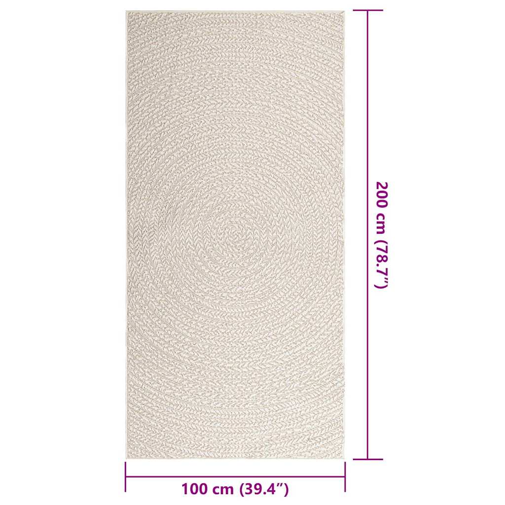 vidaXL Rug ZIZUR Cream 100x200 cm Jute Look Indoor and Outdoor