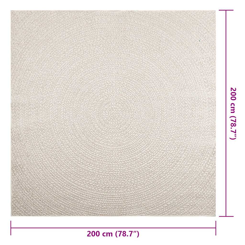 vidaXL Rug ZIZUR Cream 200x200 cm Jute Look Indoor and Outdoor
