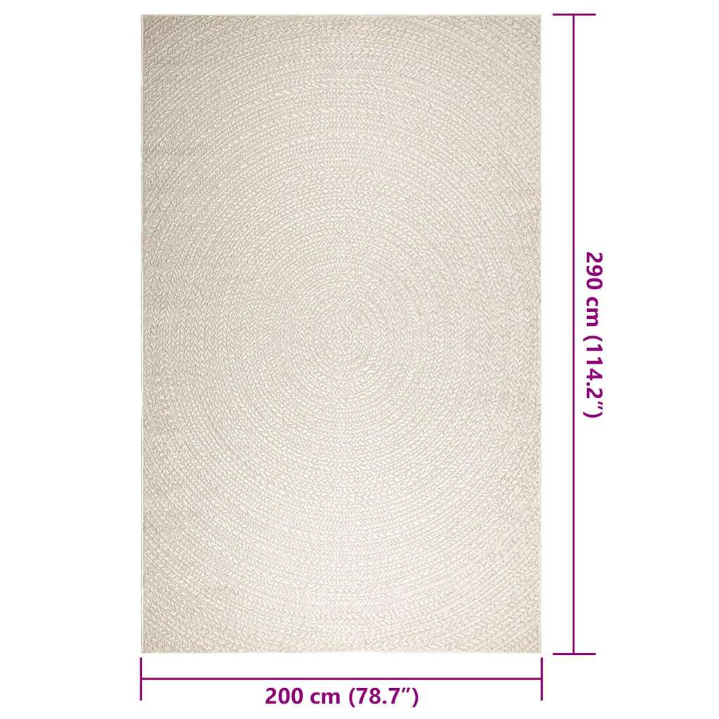vidaXL Rug ZIZUR Cream 200x290 cm Jute Look Indoor and Outdoor